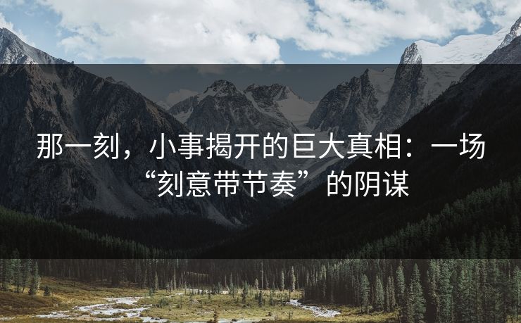 那一刻,小事揭开的巨大真相:一场“刻意带节奏”的阴谋 那一刻,小事揭开的巨大真相:一场“刻意带节奏”的阴谋